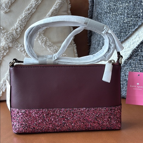 Kate Spade Flash Glitter Crossbody Bag, Cherrywood, NWT - Picture 6 of 14